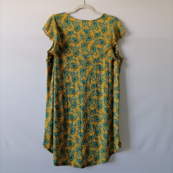 Cato Womens Yellow Keyhole Round Neck Floral Hi Low Hem Blouse Top Size XL - Picture 4 of 7